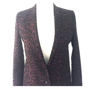 The Kooples burgundy & black leopard print blazer
